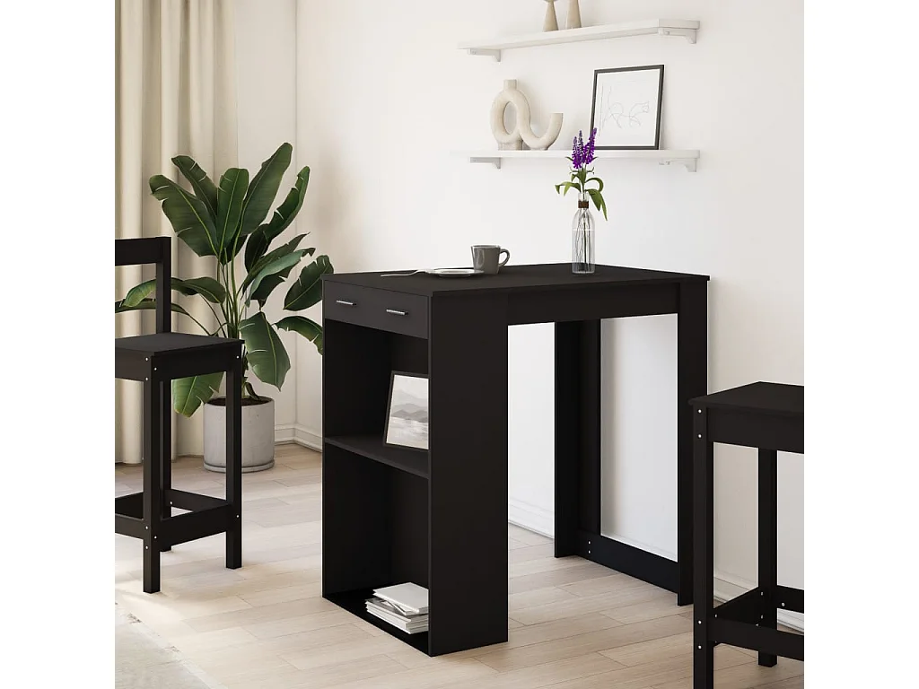 Mesa de bar 102x70x103,5 cm derivados de madeira preto