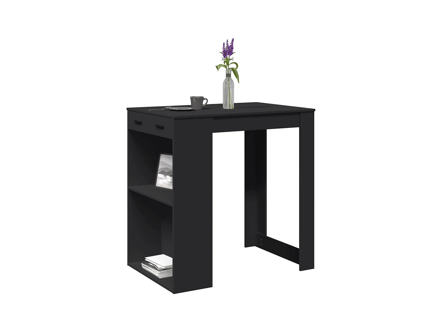 Table de bar noir 102x70x103,5 cm bois d'ingénierie
