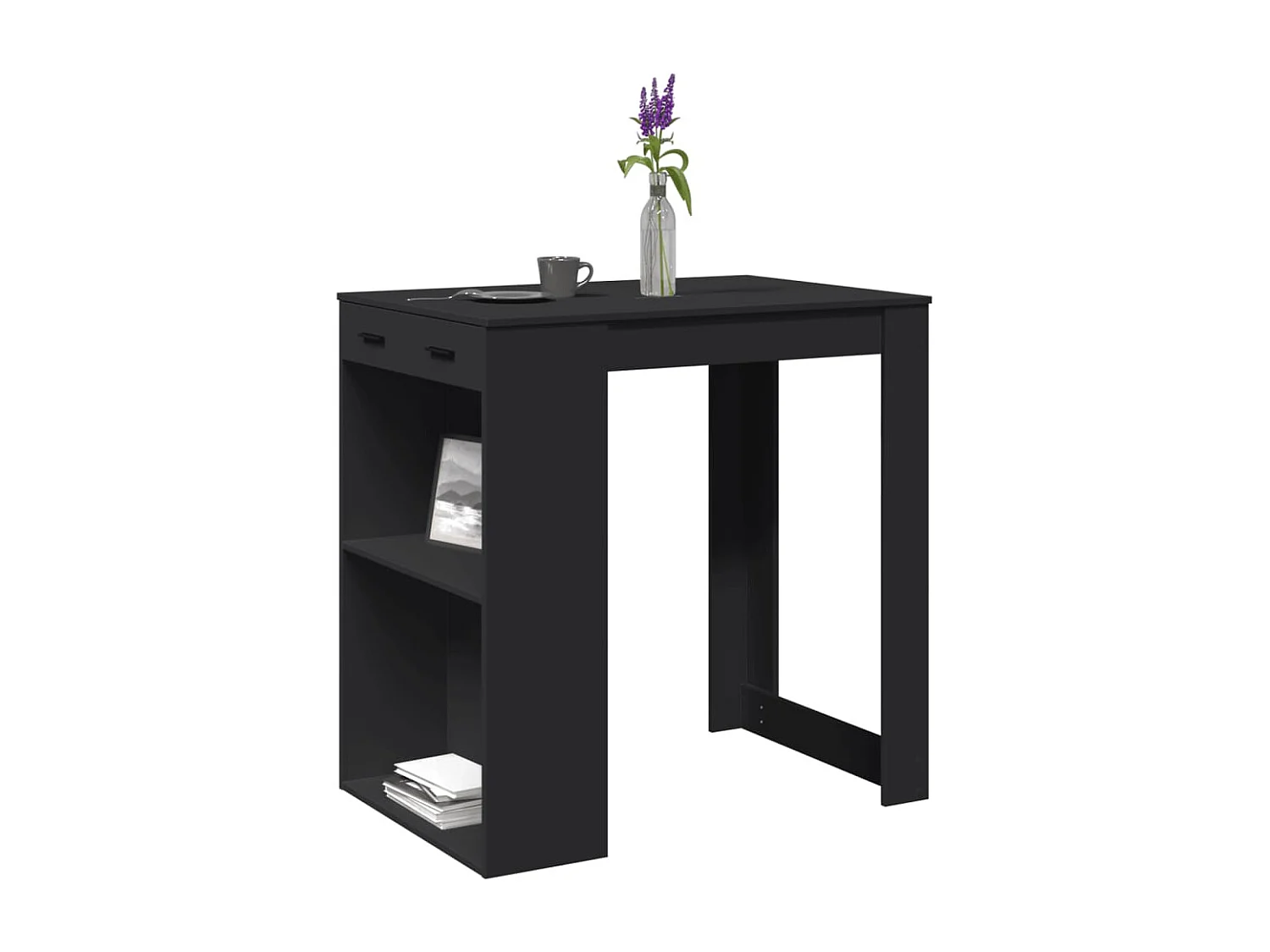 Table de bar noir 102x70x103,5 cm bois d'ingénierie