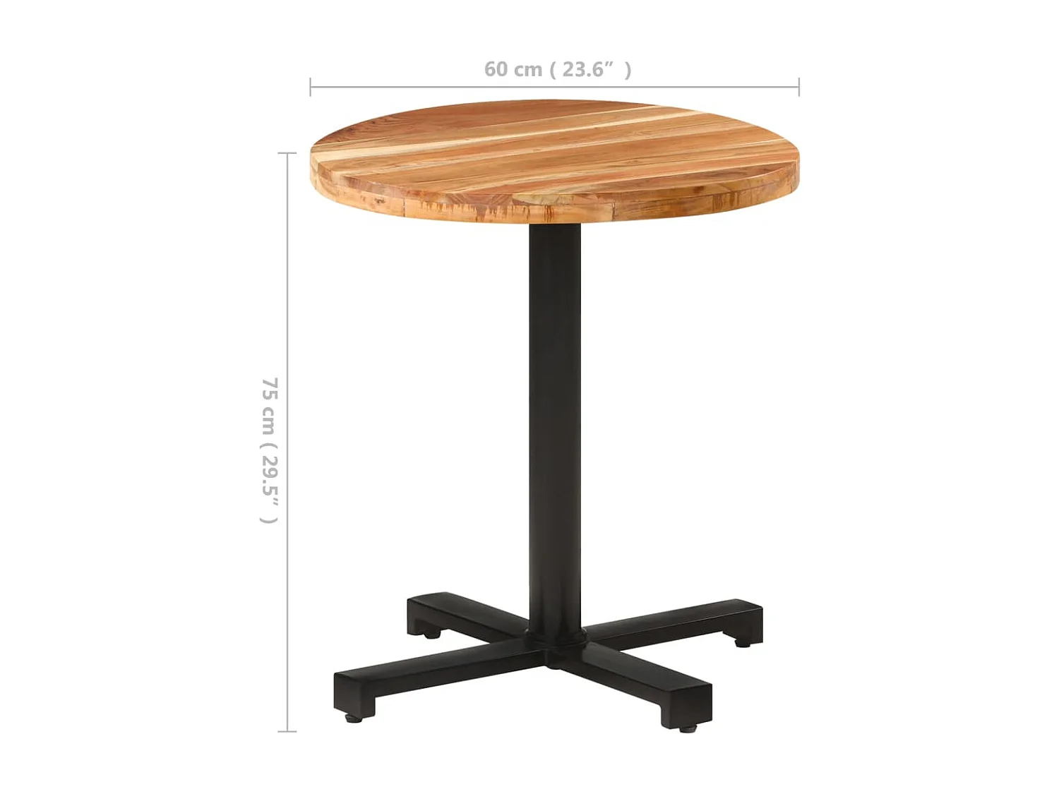 Tavolo da Bistrot Rotondo Ø70x75 cm Legno Massello di Acacia
