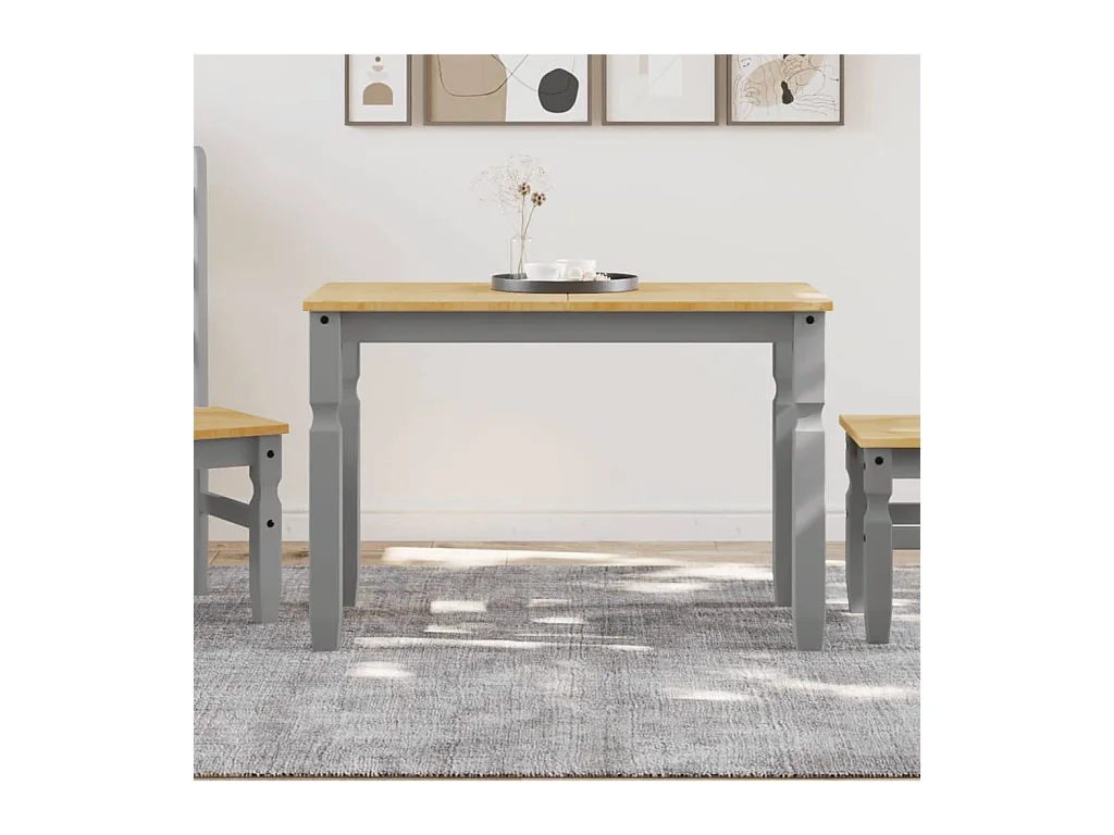 Table à manger Corona gris 112x60x75 cm bois massif de pin