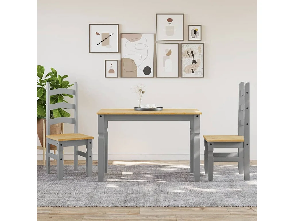 Mesa de jantar Corona 112x60x75 cm madeira pinho maciça cinza