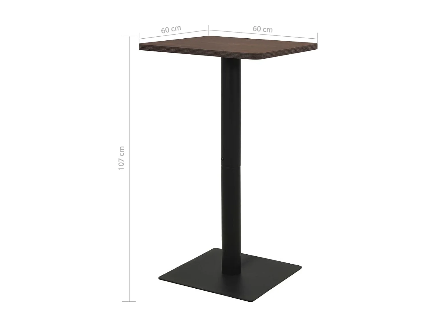 Tavolo da Bistrot Cenere Scuro 60x60x107 cm