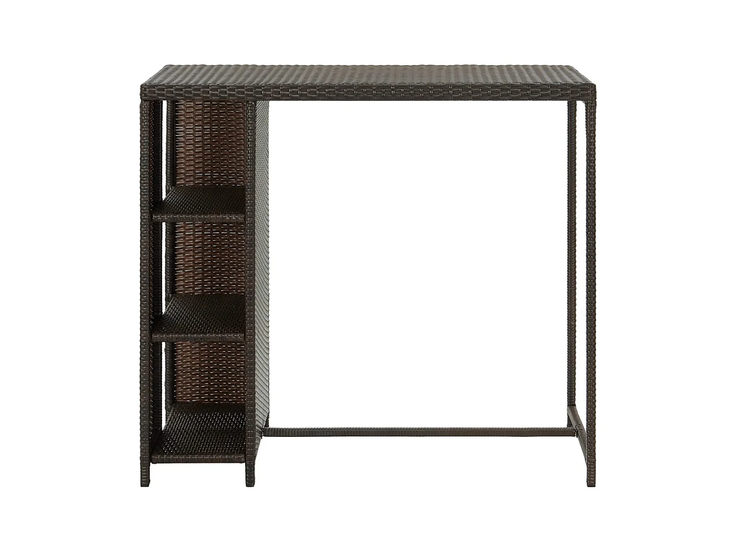 Tavolo da Bar con Ripiani Marrone 120x60x110 cm in Polyrattan