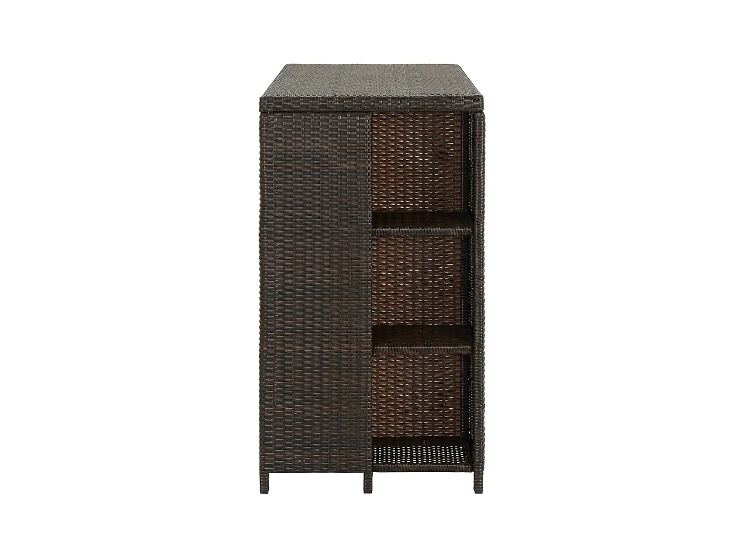 Tavolo da Bar con Ripiani Marrone 120x60x110 cm in Polyrattan