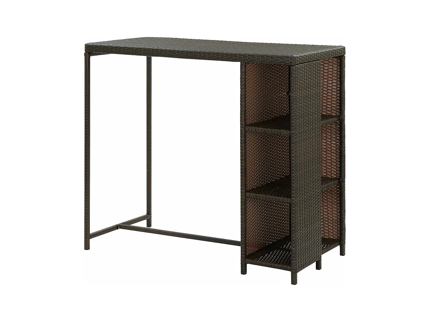 Tavolo da Bar con Ripiani Marrone 120x60x110 cm in Polyrattan