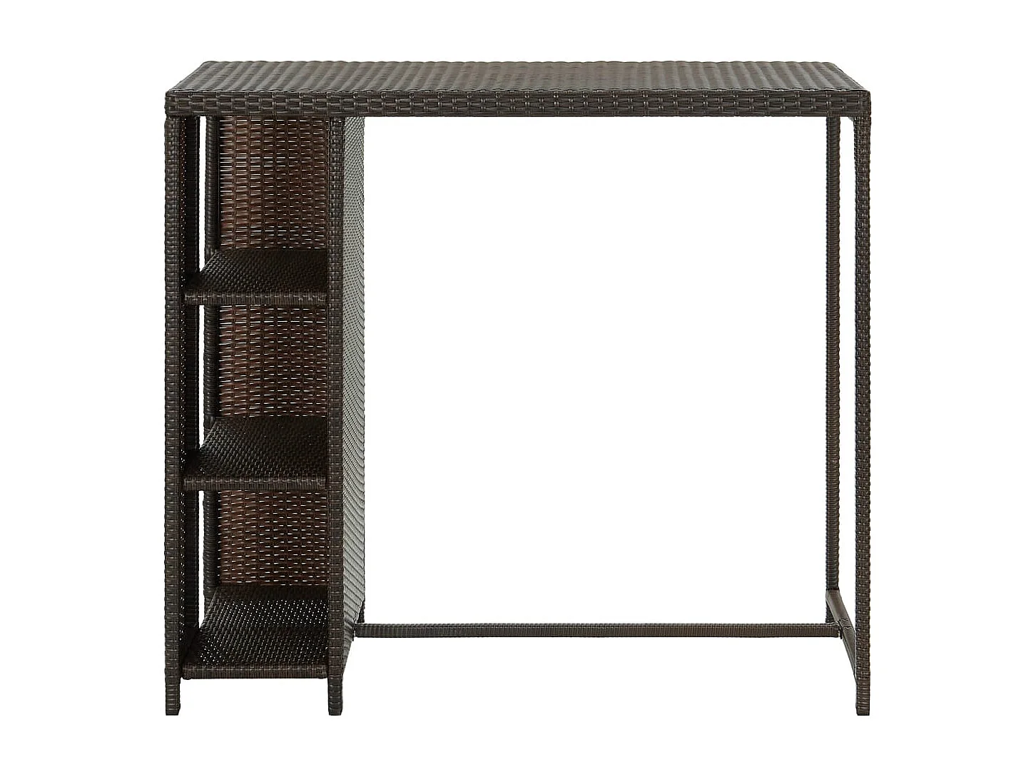 Bartisch mit Regal Braun 120x60x110 cm Poly Rattan
