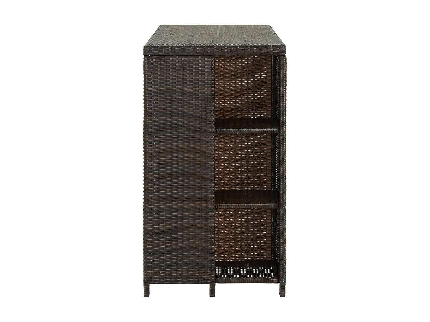Bartisch mit Regal Braun 120x60x110 cm Poly Rattan