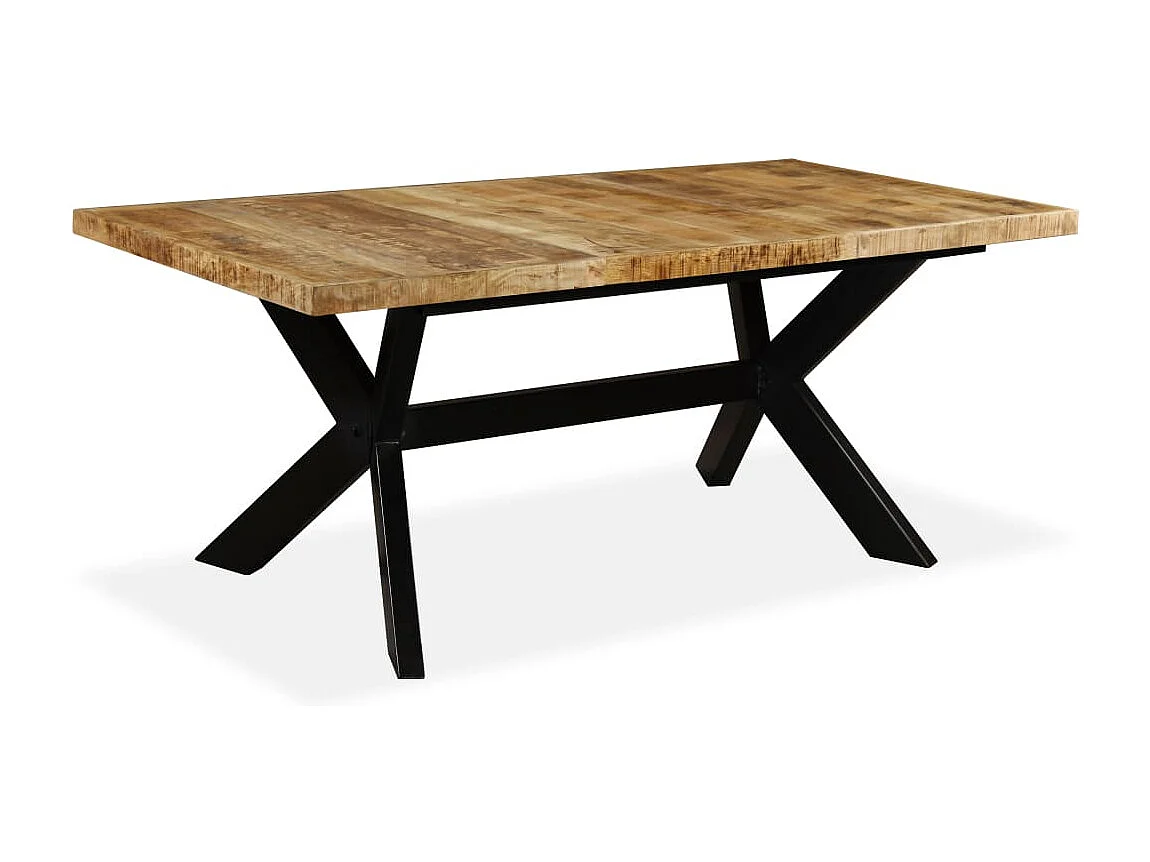 Table à manger Bois de manguier massif et croix en acier 180 cm