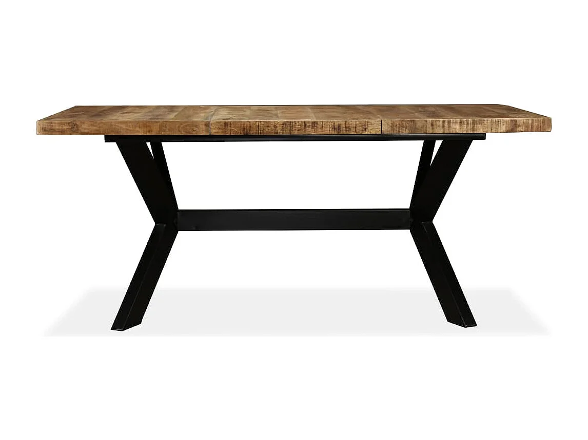 Table à manger Bois de manguier massif et croix en acier 180 cm