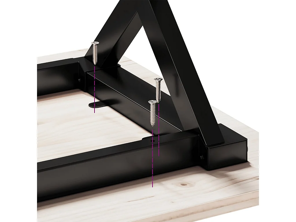 Table basse cadre en X 80x80x45 cm bois de pin massif et acier
