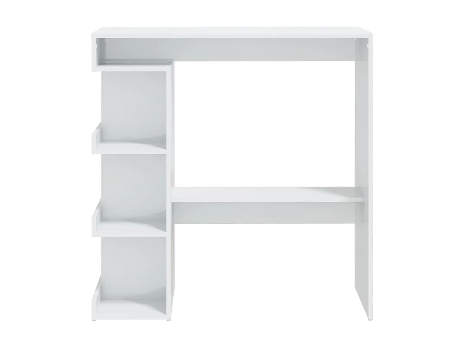 Mesa bar con estante aglomerado blanco brillo 100x50x101,5 cm