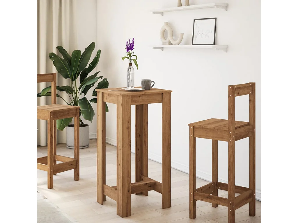 Mesa alta de bar madera ingeniería roble artisian 51x50x103,5cm