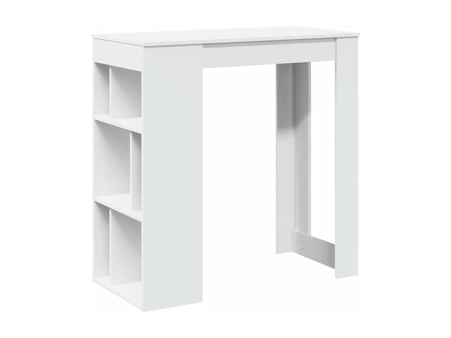 Table de bar avec étagères blanc bois d'ingénierie