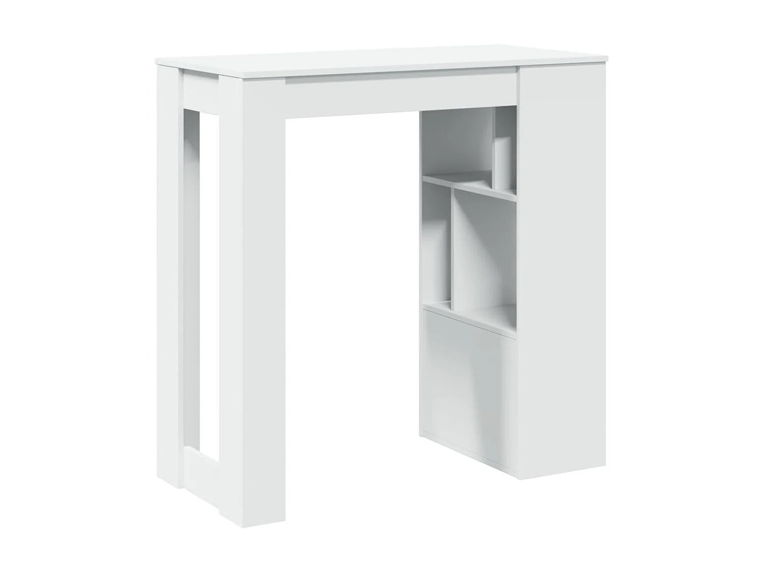 Table de bar avec étagères blanc bois d'ingénierie
