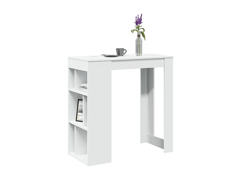 Table de bar avec étagères blanc bois d'ingénierie