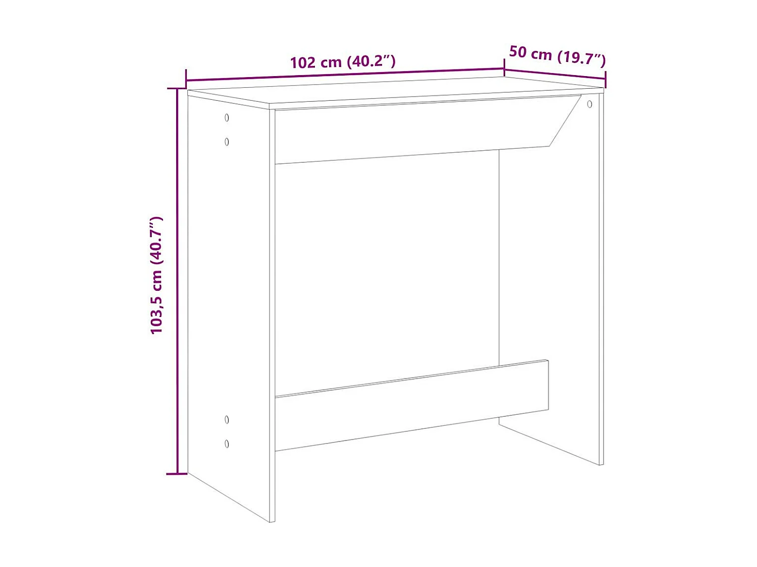 Mesa de bar 102x50x103,5cm derivados de madeira cinzento sonoma
