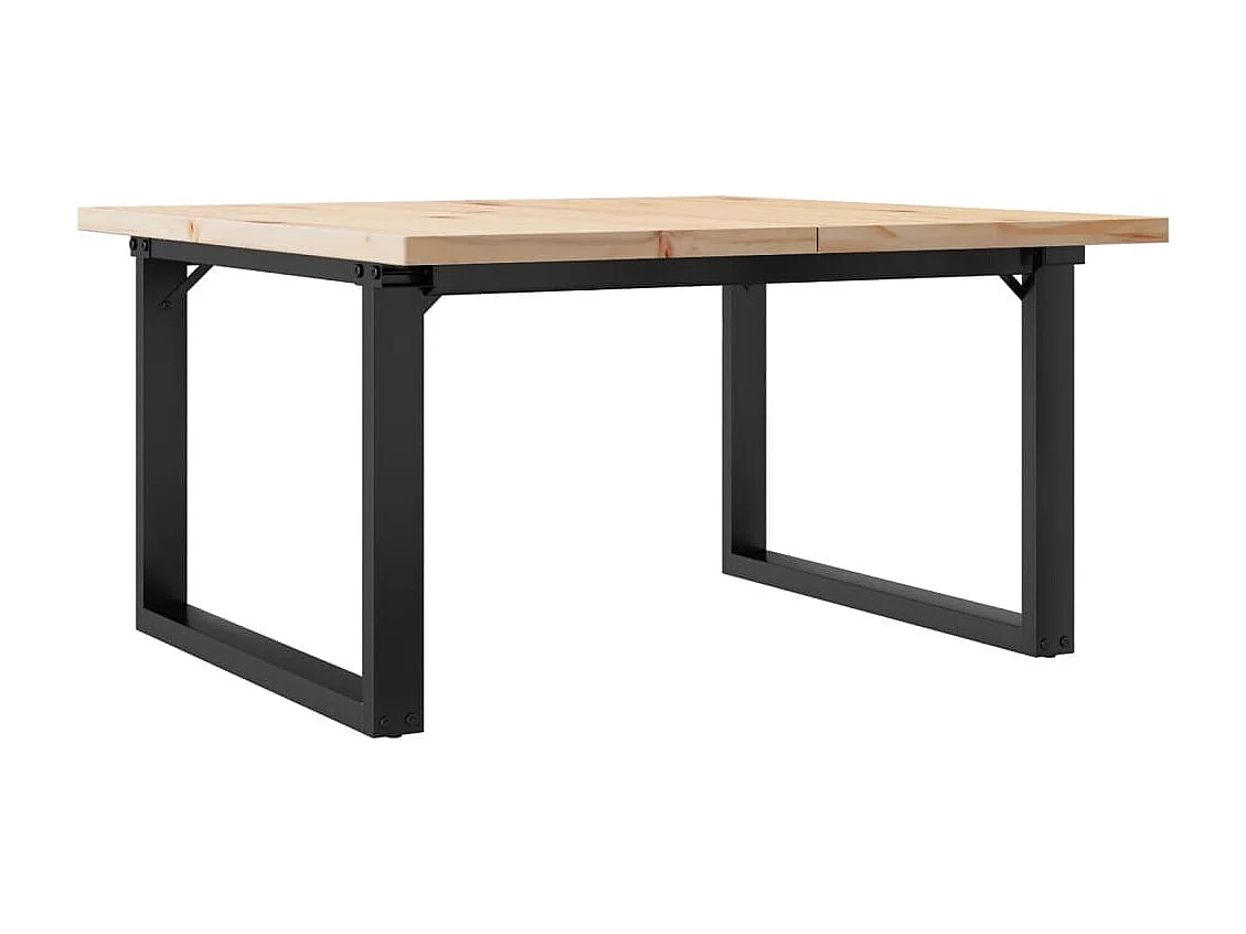Tavolino Salotto Telaio a O 80x80x45,5cm Legno Pino e Acciaio