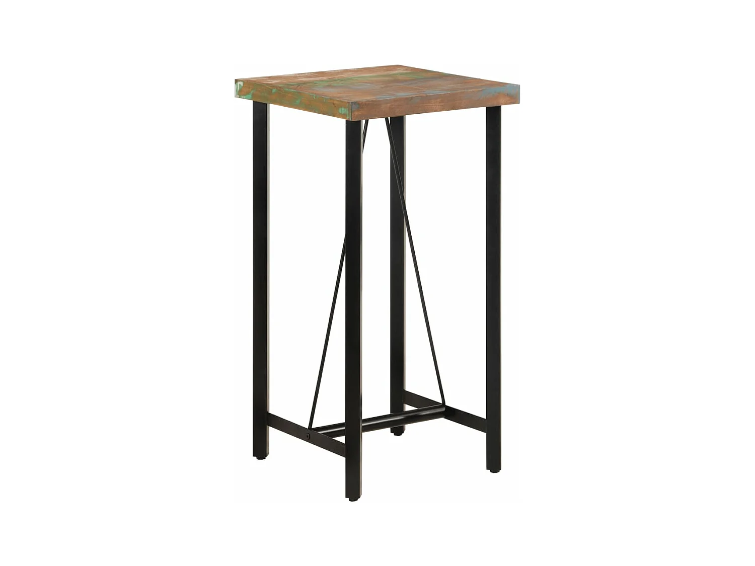 Bartafel 55x55x107 cm massief gerecycled hout en ijzer