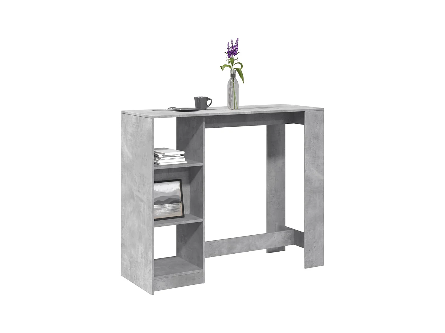 Bartisch mit Regal Betongrau 124x46x103,5 cm Holzwerkstoff