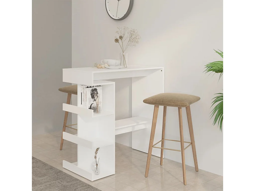 Mesa de bar c/ prateleiras derivados de madeira branco