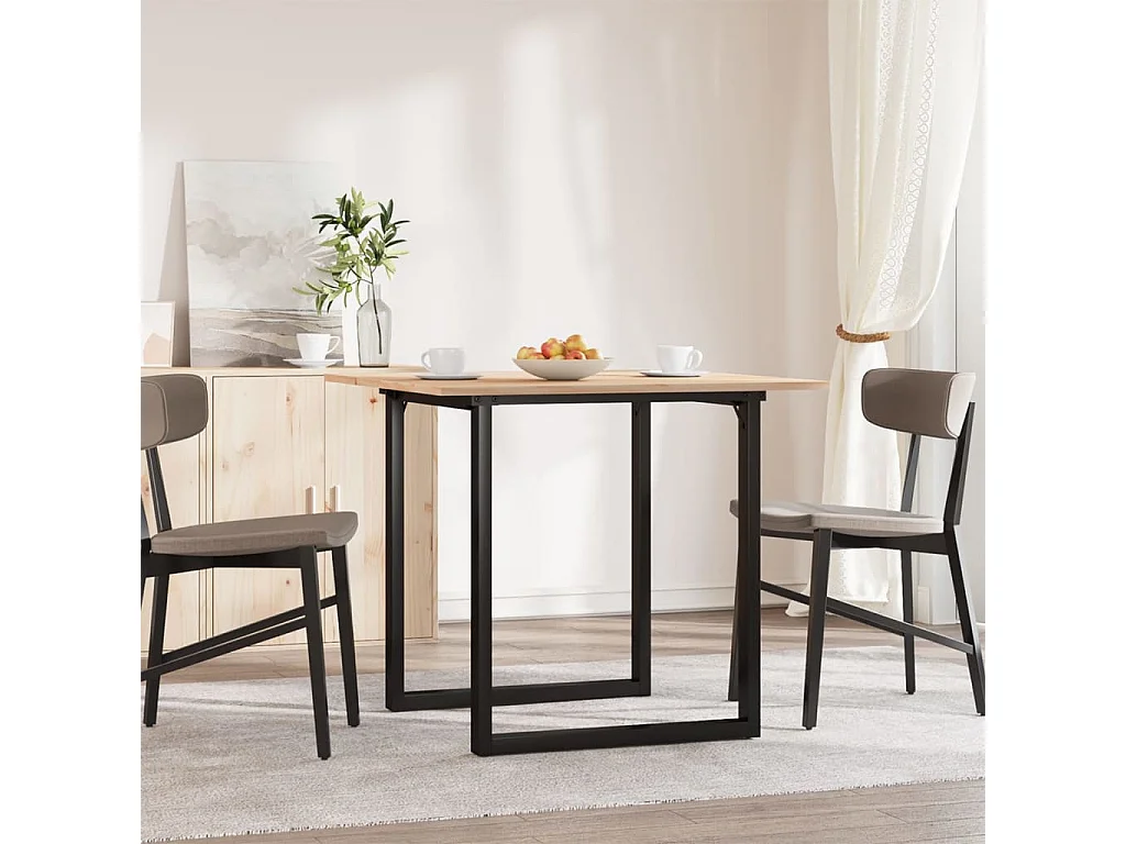 Tavolo da Pranzo Telaio a O 80x80x75 cm Legno Pino e Acciaio