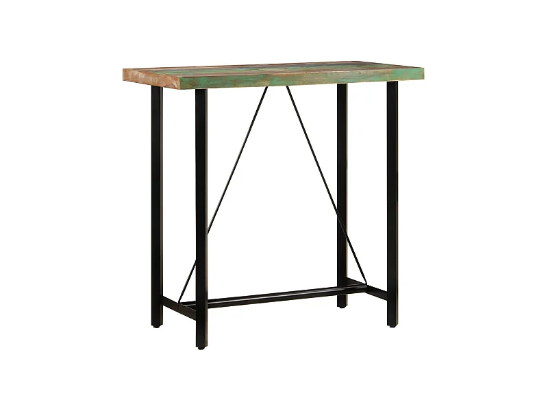 Table de bar 110x55x107 cm bois massif de récupération et fer