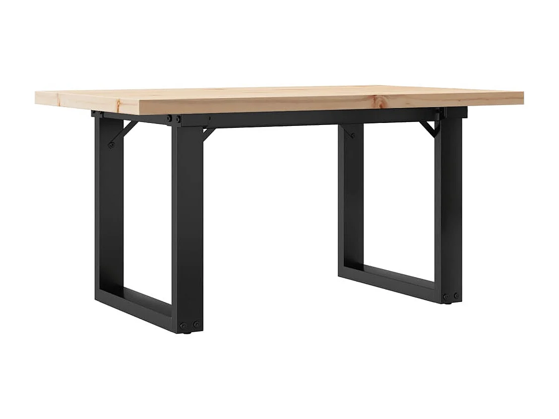 Table basse cadre en O 80x50x40,5cm bois de pin massif et acier