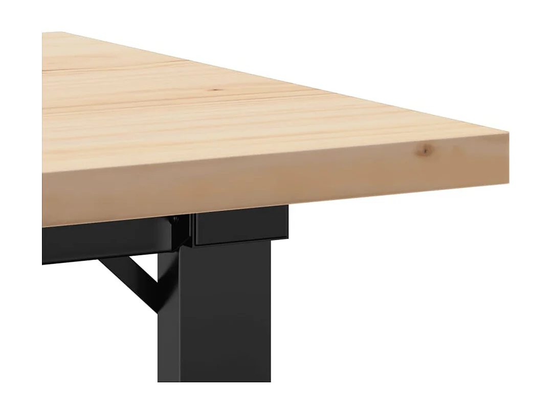 Table basse cadre en O 80x50x40,5cm bois de pin massif et acier