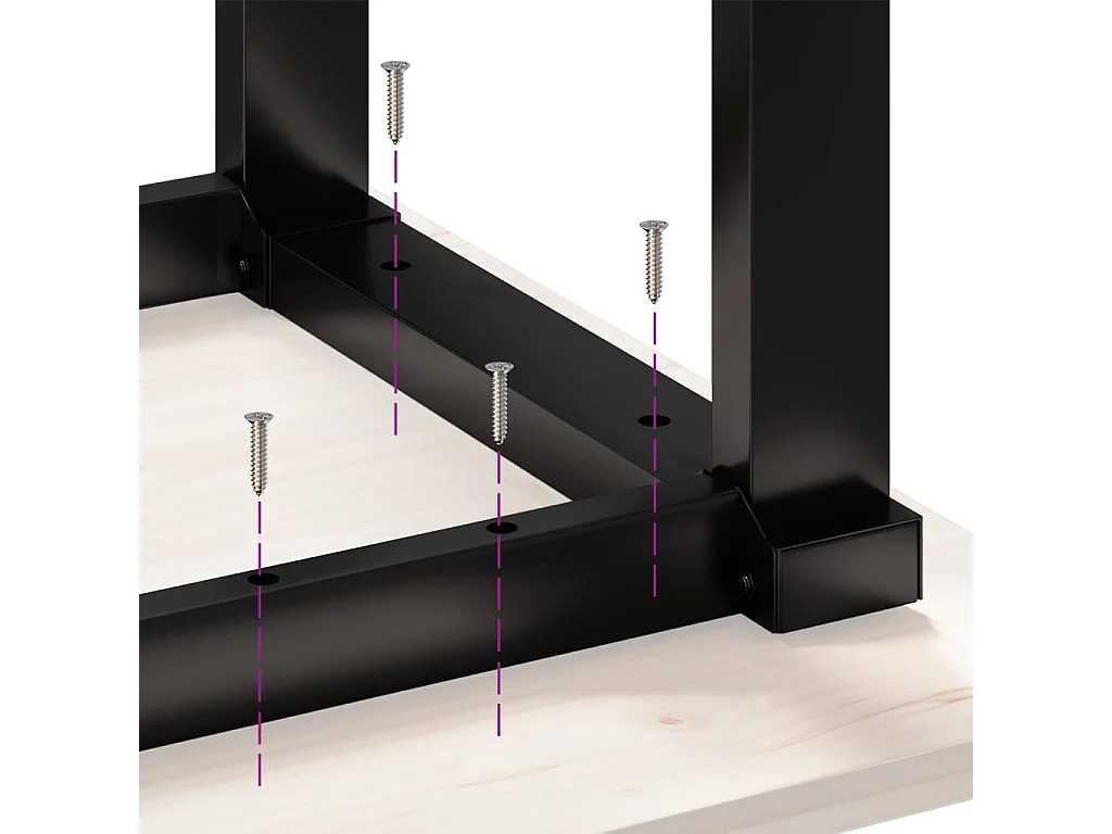 Table basse cadre en O 80x50x40,5cm bois de pin massif et acier