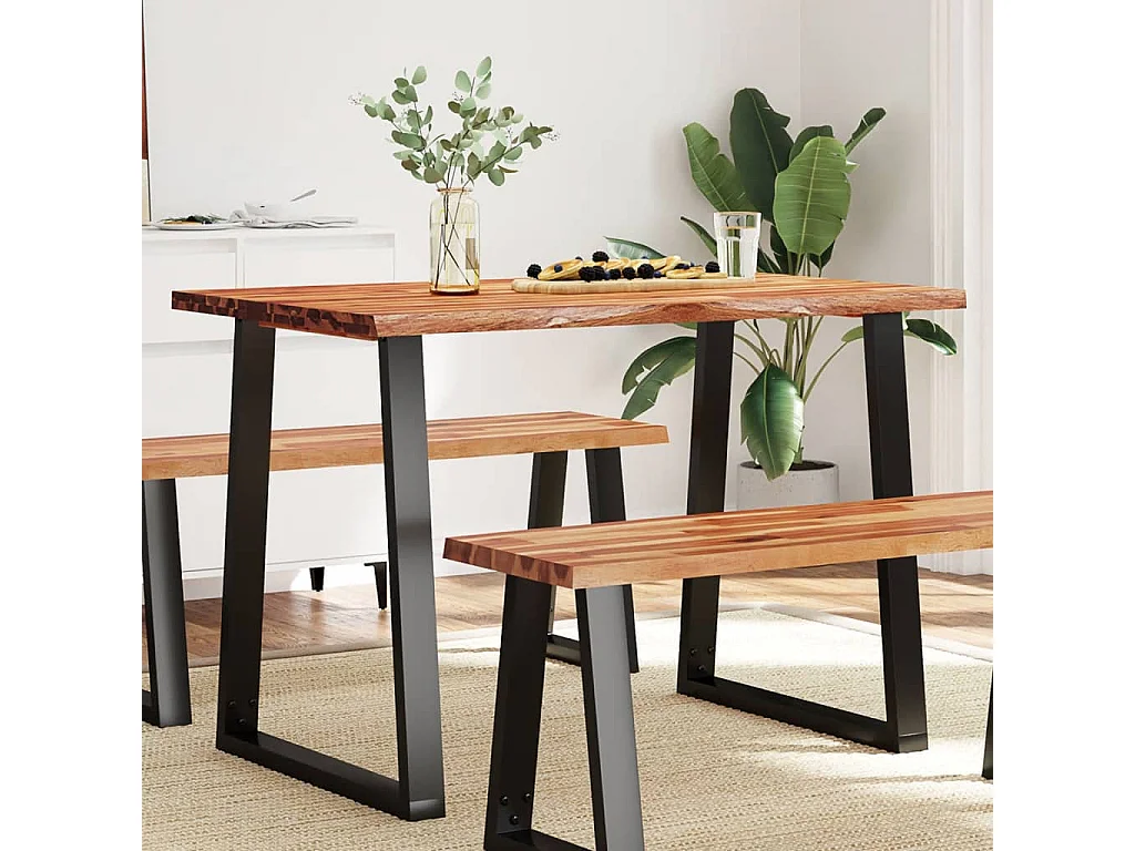 Tavolo da Pranzo Bordi Vivi 110x70x75 cm Legno Massello Acacia