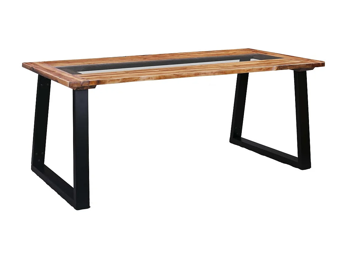 Esstisch 180 x 90 x 75 cm Massivholz Akazie und Glas