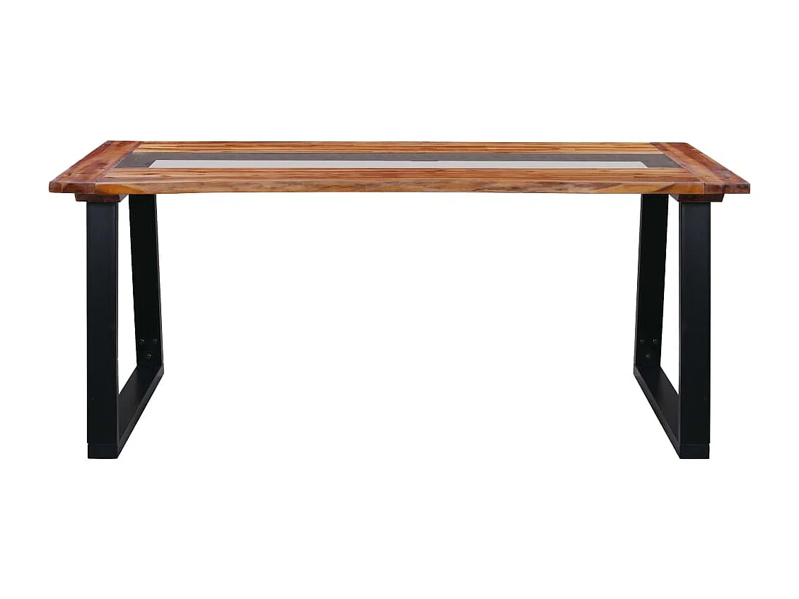 Esstisch 180 x 90 x 75 cm Massivholz Akazie und Glas