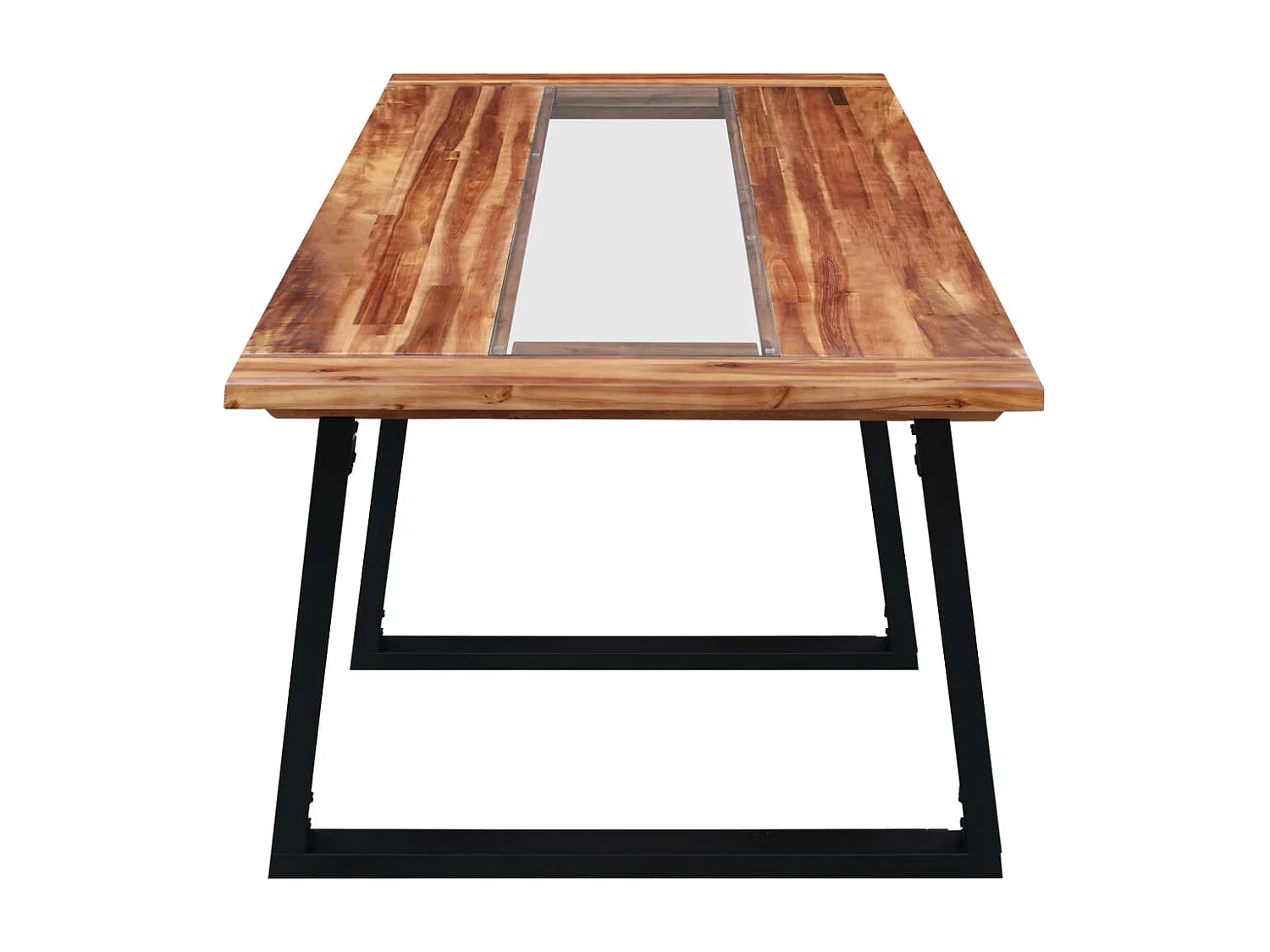 Esstisch 180 x 90 x 75 cm Massivholz Akazie und Glas