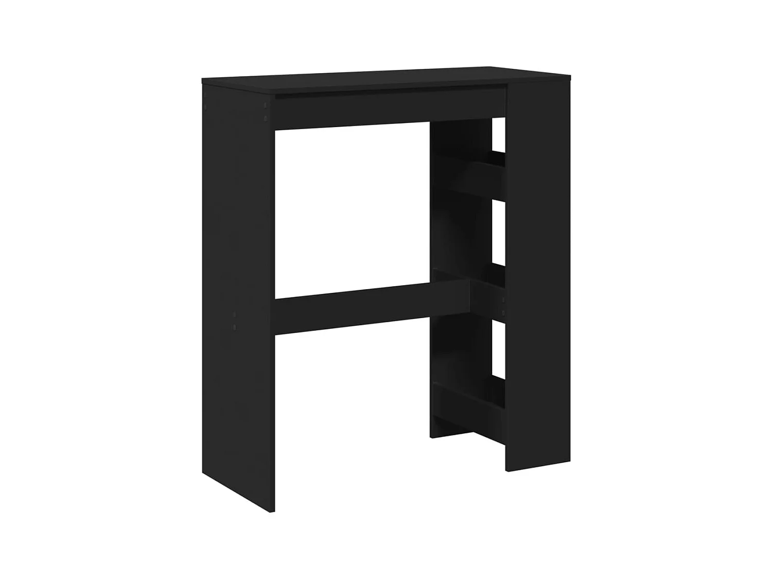 Mesa de bar com prateleiras derivados de madeira preto