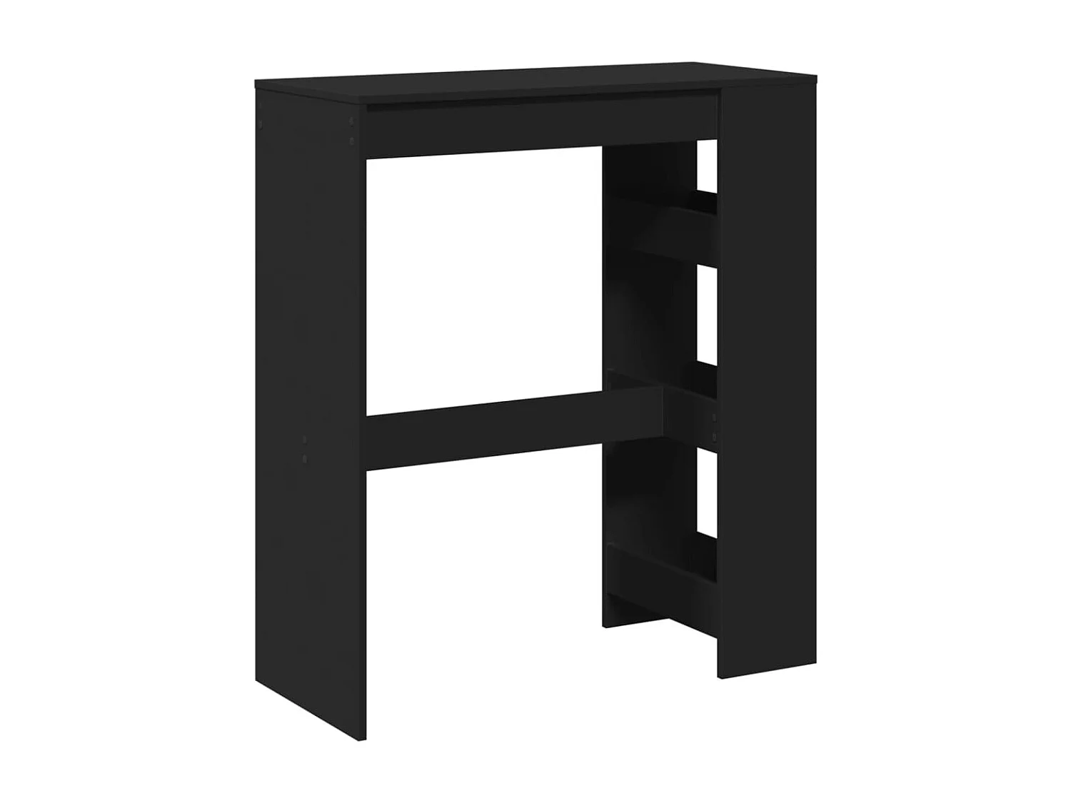 Table de bar avec étagères noir bois d'ingénierie