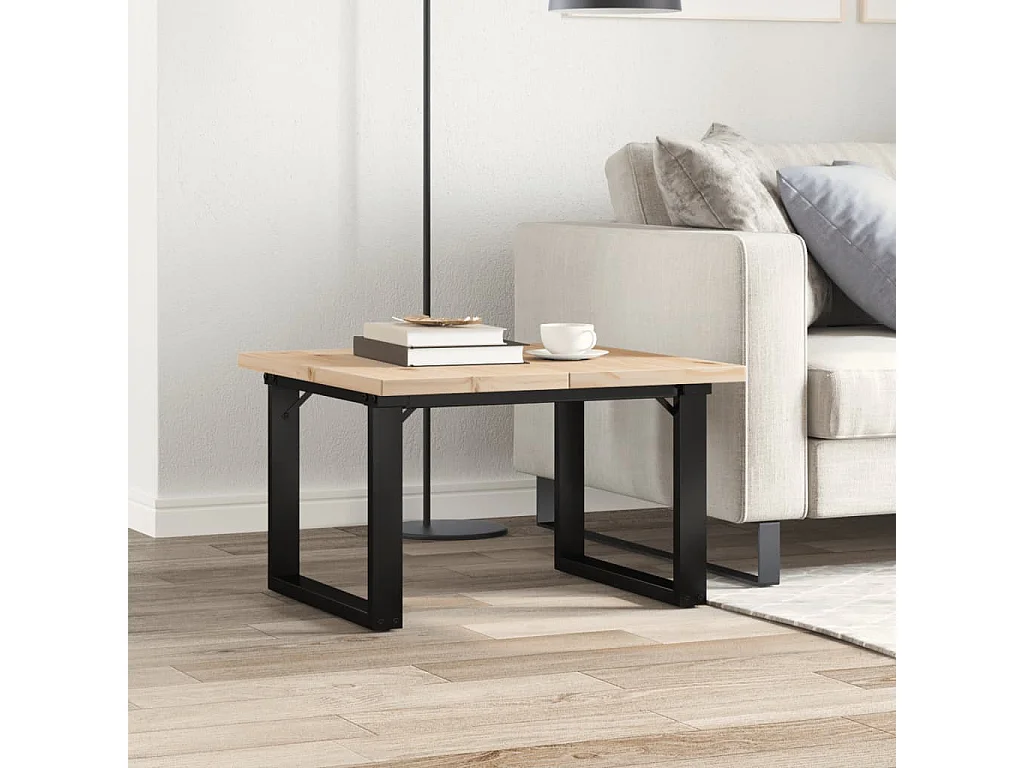 Table basse cadre en O 60x60x40,5cm bois de pin massif et acier