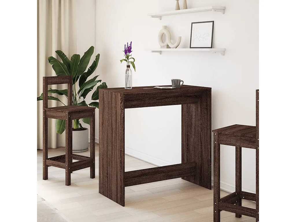 Table de bar chêne marron 102x50x103,5 cm bois d'ingénierie