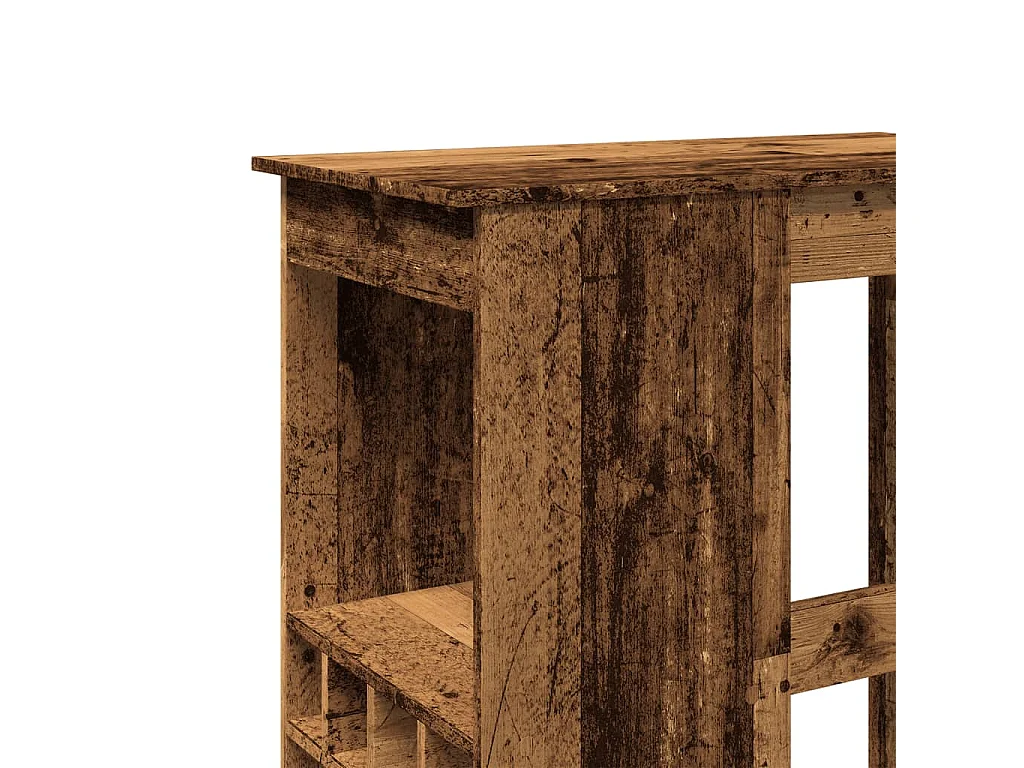 Table de bar avec étagères vieux bois bois d'ingénierie