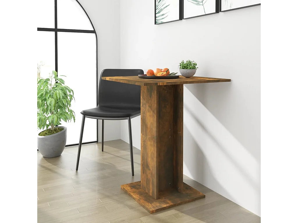 Table de bistro Chêne fumé 60x60x75 cm Bois d'ingénierie