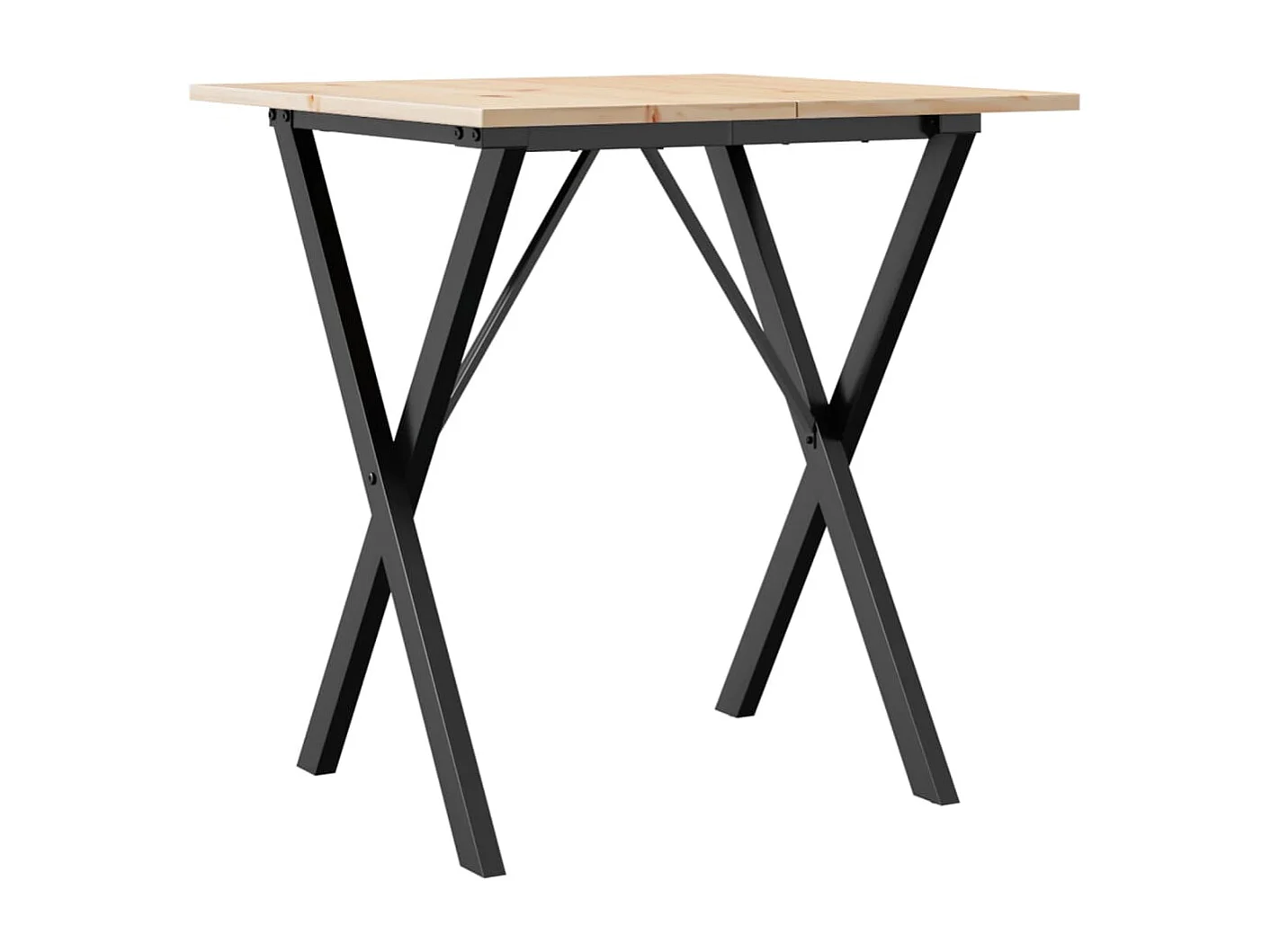 Mesa de jantar estrutura em X 70x70x75 cm pinho e ferro fundido