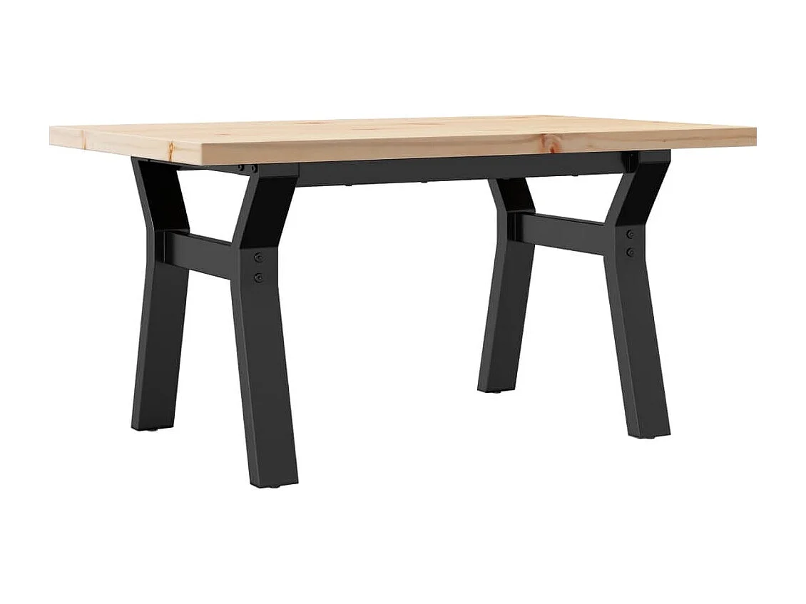 Table basse cadre en Y 80x50x40,5cm bois de pin massif et acier