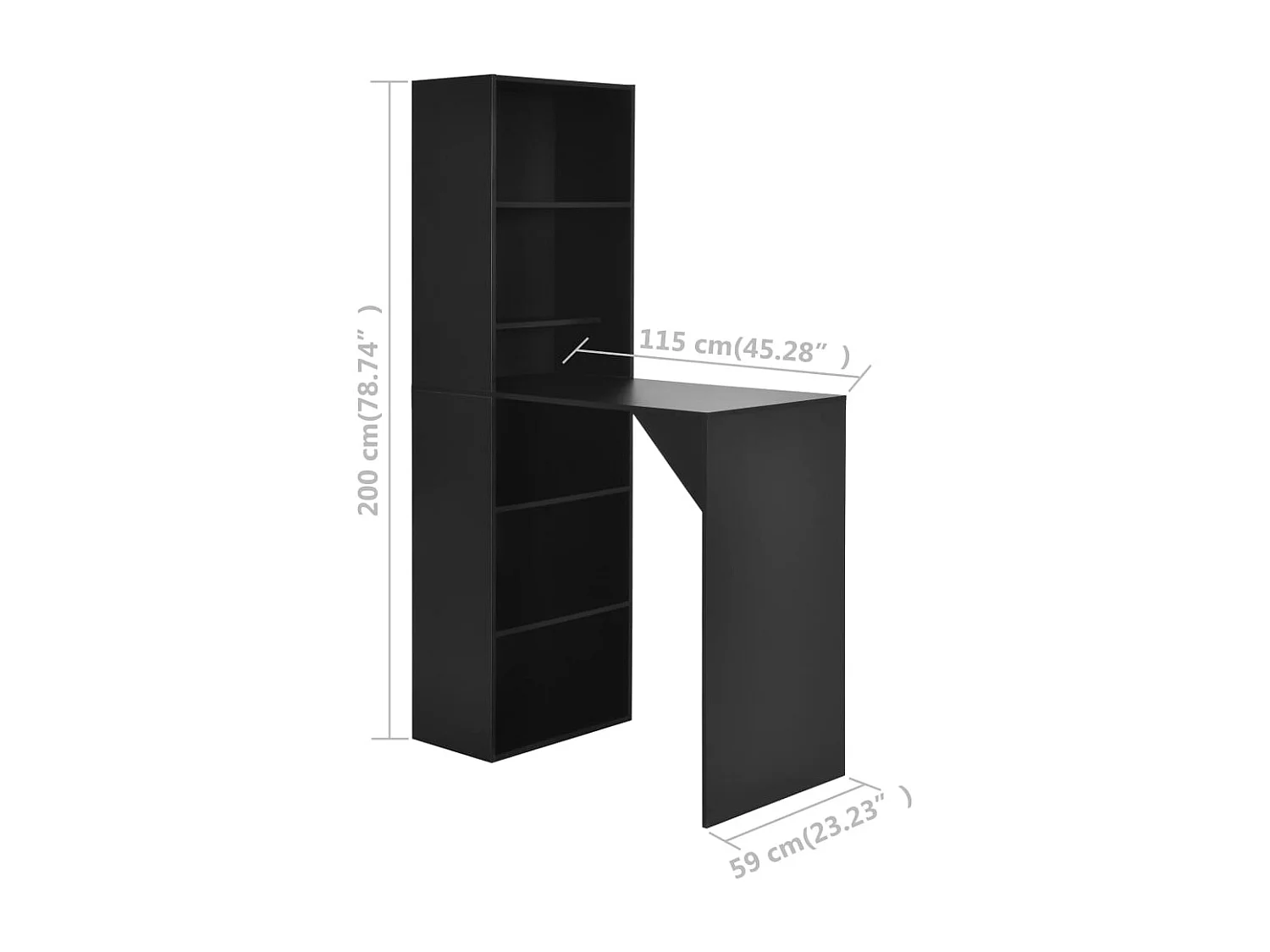 Tavolo da Bar con Mobiletto Nero 115x59x200 cm