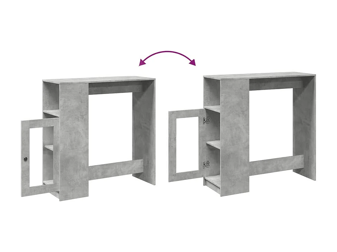 Table de bar avec étagères gris béton bois d'ingénierie