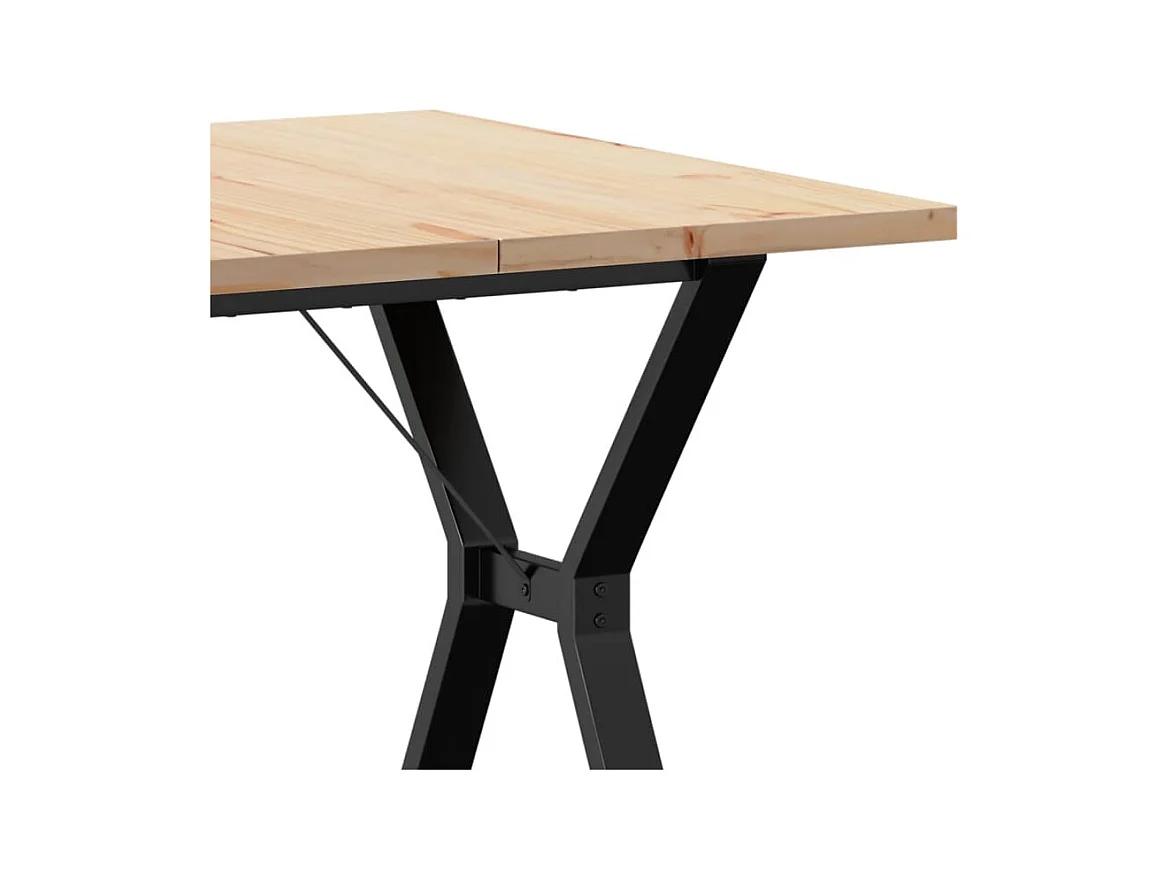 Table à manger cadre en Y 80x80x75,5cm bois de pin massif acier