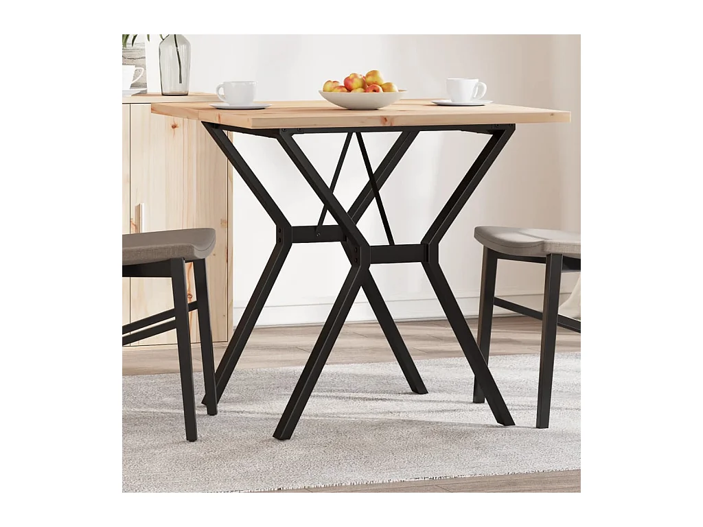 Esstisch Y-Gestell 80x80x75,5 cm Massivholz Kiefer & Gusseisen