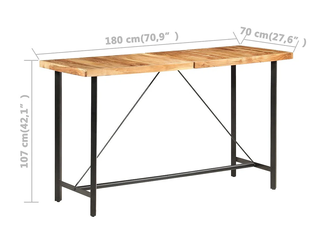 Mesa de bar 180x70x107 cm madeira de acácia maciça