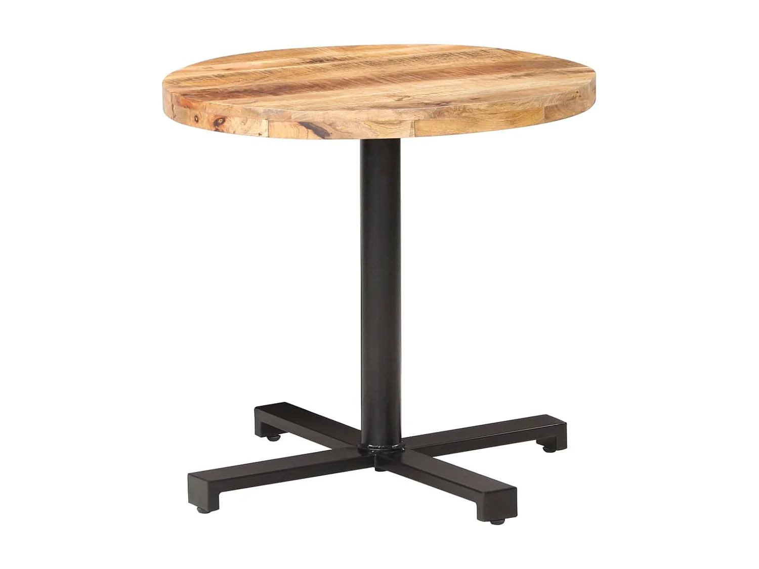 Tavolino da Bistrot Rotondo Ø80x75 cm in Legno di Mango Grezzo