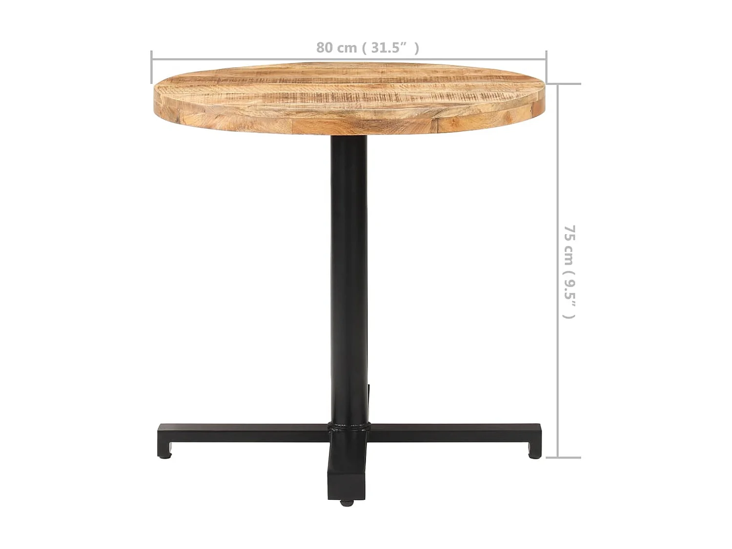 Bistrotafel rond Ø80x75 cm ruw mangohout
