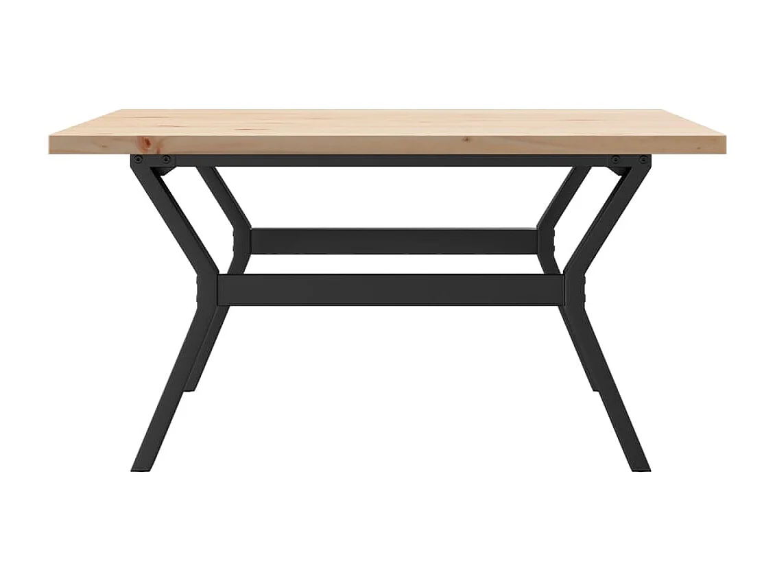 Table basse cadre en Y 90x90x45,5cm bois de pin massif et acier